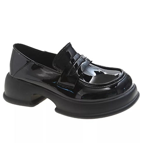 Patent Leather All-Match Clogs Platform Loafers